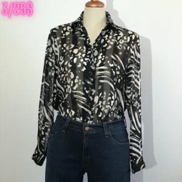Massy - Black & White Sheer Animal Print Top - 3/25$ - Picture 1 of 7